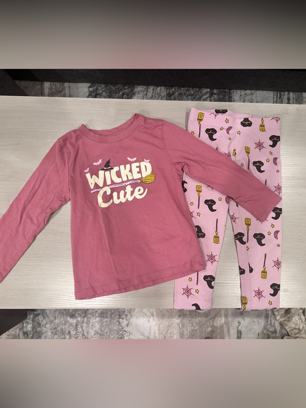 Joe Fresh Pink 'Wicked Cute' Kids Pajama Set with Yellow Accents
